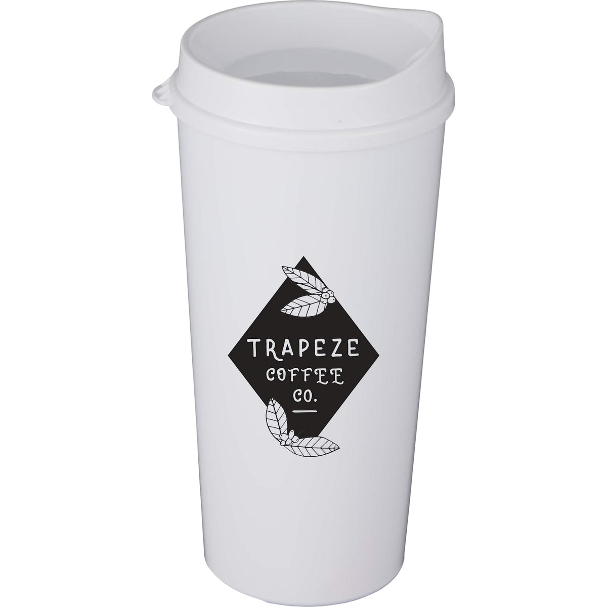 Roadmaster Travel Tumbler with Sip-Through Lid, 20 oz - White - Front