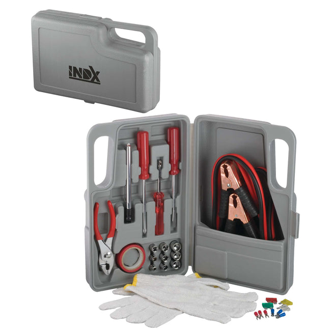 Roadside Tool Set with Jumper Cables, 27 Pieces