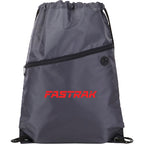 Robin Polyester Drawstring Bag with Earbud Port - Charcoal - Front