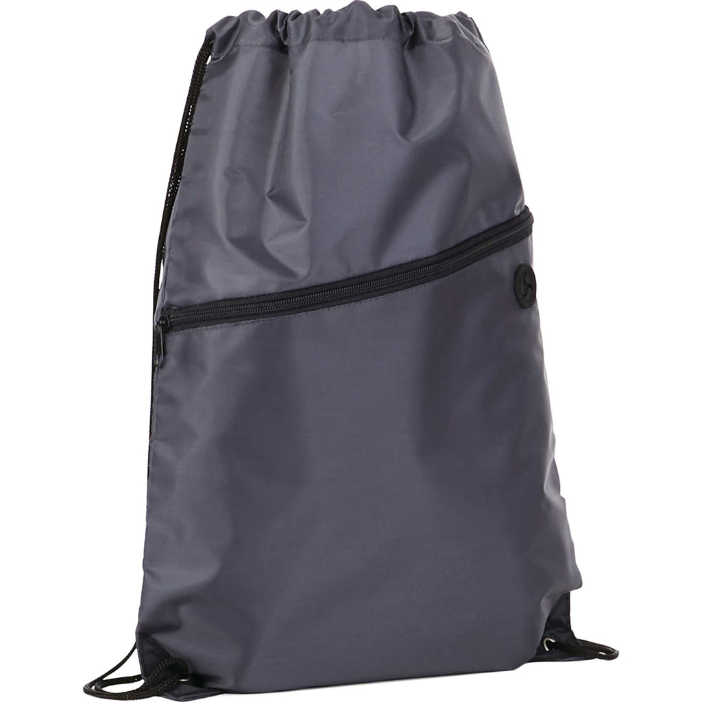 Robin Polyester Drawstring Bag with Earbud Port - Charcoal - Photo 2