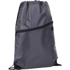 Robin Polyester Drawstring Bag with Earbud Port Full Color - Charcoal - Photo 2