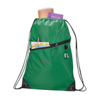 Robin Polyester Drawstring Bag with Earbud Port Full Color - Green - Photo 2