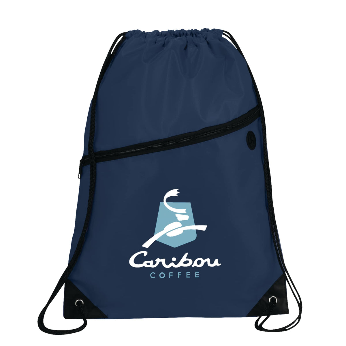 Robin Polyester Drawstring Bag with Earbud Port Full Color - Navy - Photo