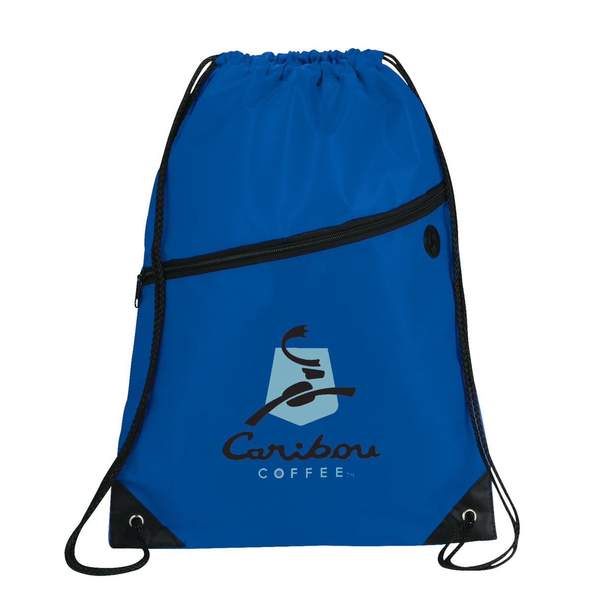 Robin Polyester Drawstring Bag with Earbud Port Full Color - Royal Blue - Photo