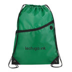 Robin Polyester Drawstring Bag with Earbud Port - Green - Photo