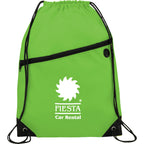 Robin Polyester Drawstring Bag with Earbud Port - Lime Green - Photo