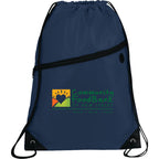 Robin Polyester Drawstring Bag with Earbud Port - Navy - Front