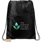 Robin Recycled Drawstring Bag with Earbud Port - Black - Front