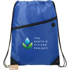 Robin Recycled Drawstring Bag with Earbud Port Full Color - Royal - Front
