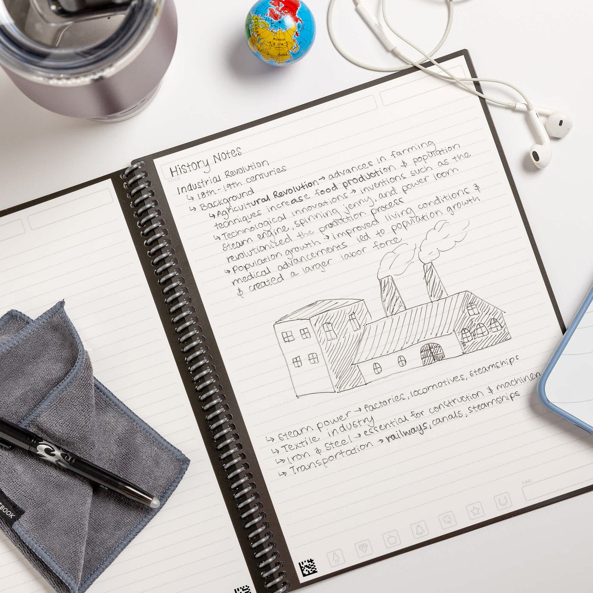 Rocketbook Core Reusable Notebook Set, Executive Size - Black - Detail