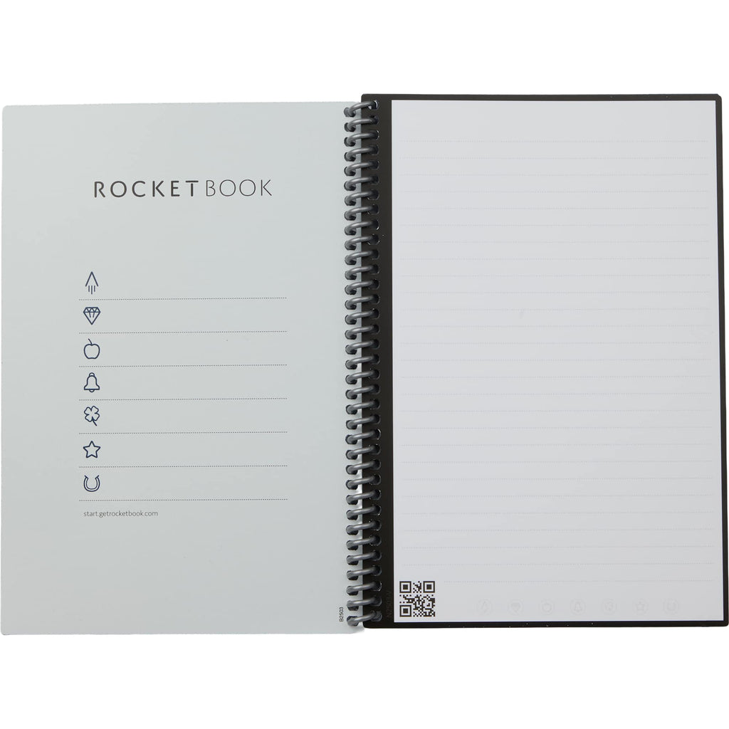 Rocketbook Core Reusable Notebook Set, Executive Size - Black - Open