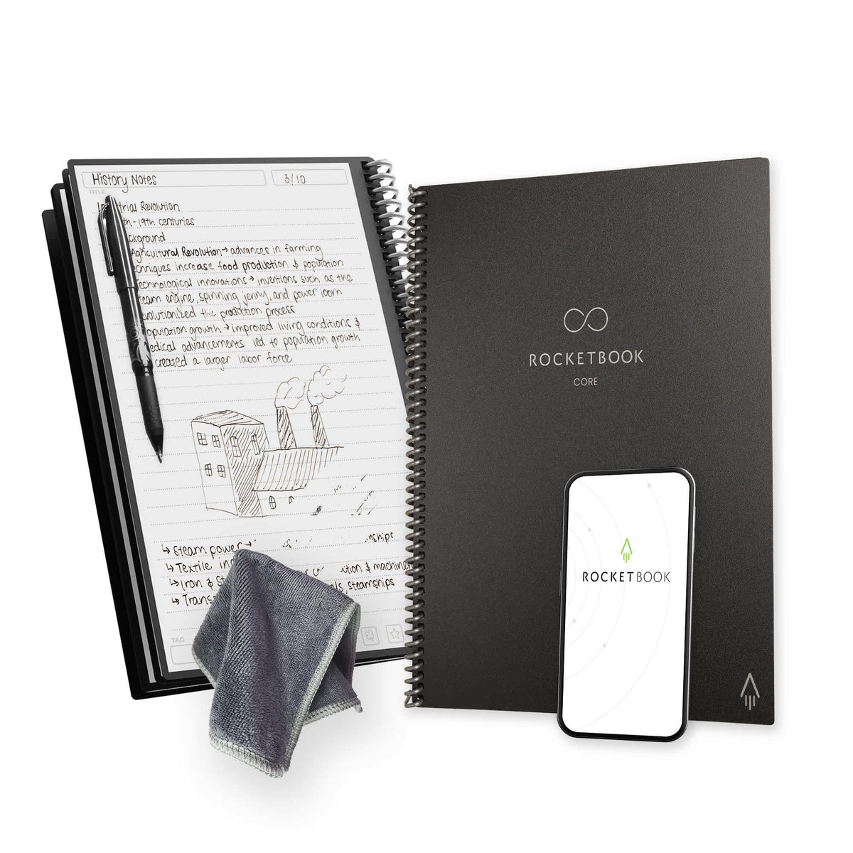 Rocketbook Core Reusable Notebook Set, Letter Size - Black - Detail 7