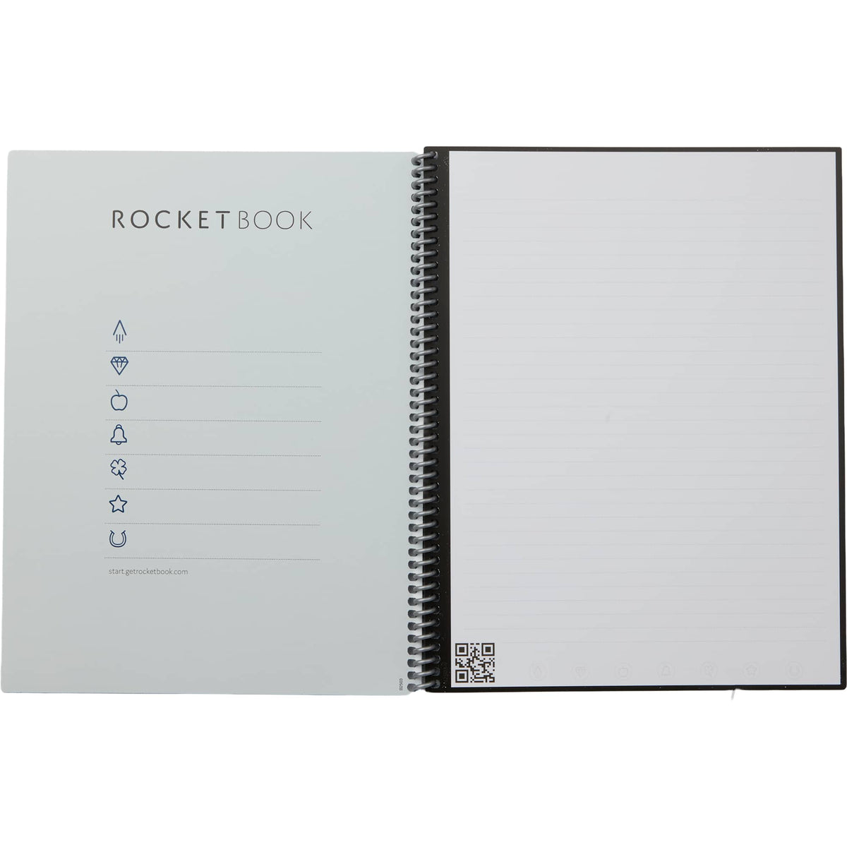 Rocketbook Core Reusable Notebook Set, Letter Size - Black - Open