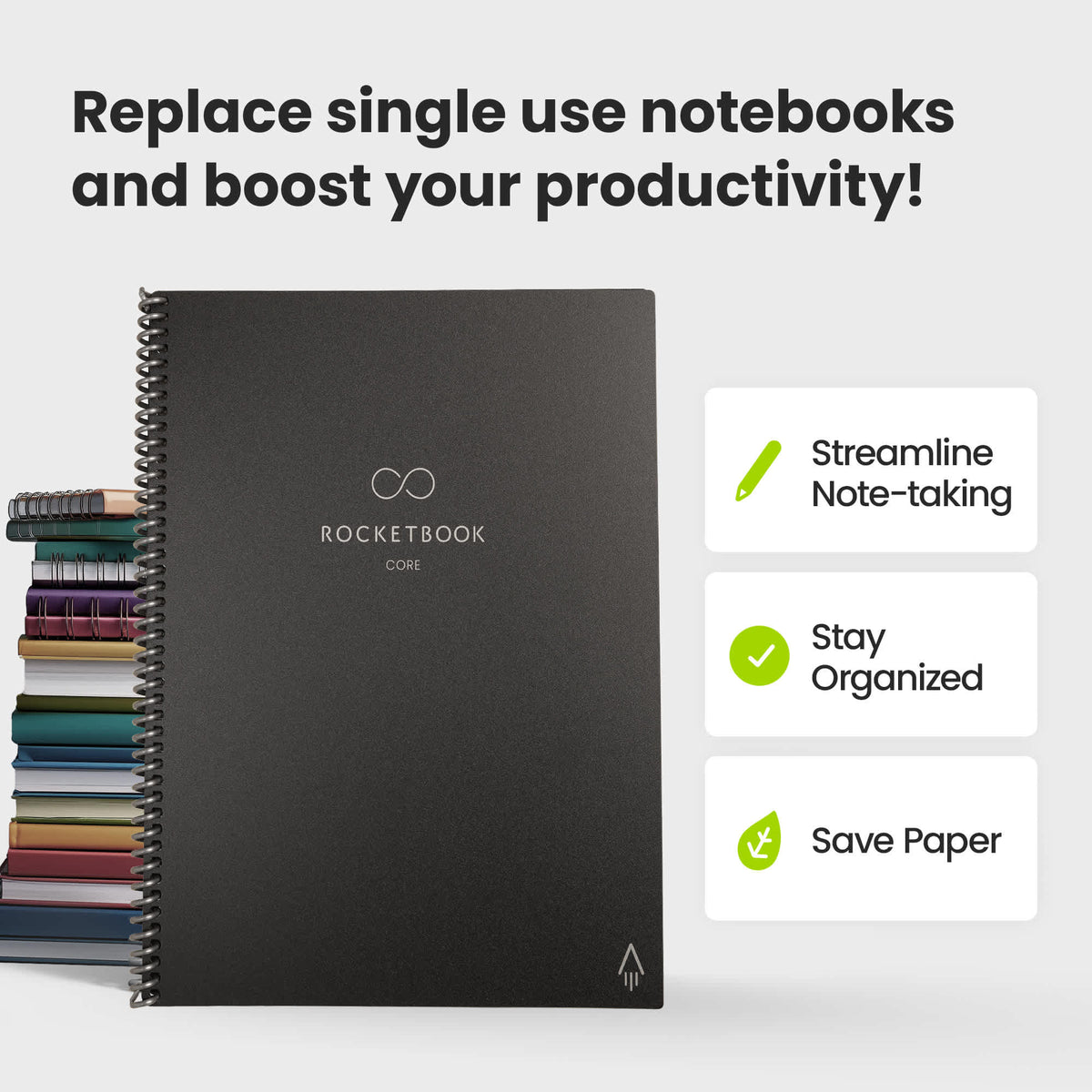 Rocketbook Core Reusable Notebook Set, Letter Size - Navy - Detail 2