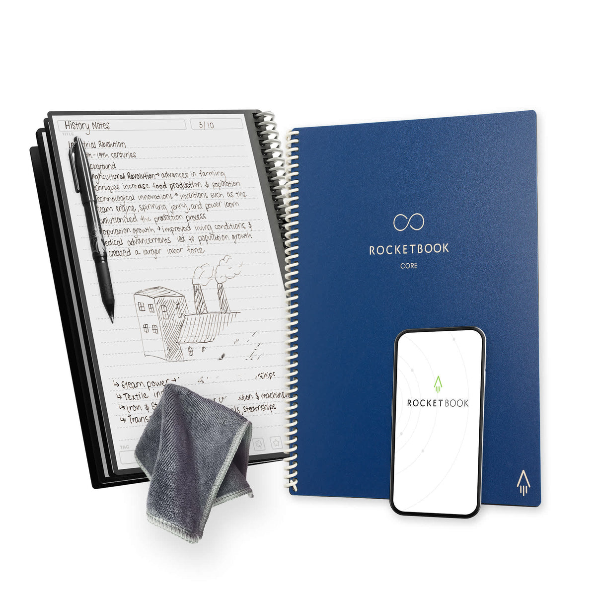 Rocketbook Core Reusable Notebook Set, Letter Size - Navy - Detail 6