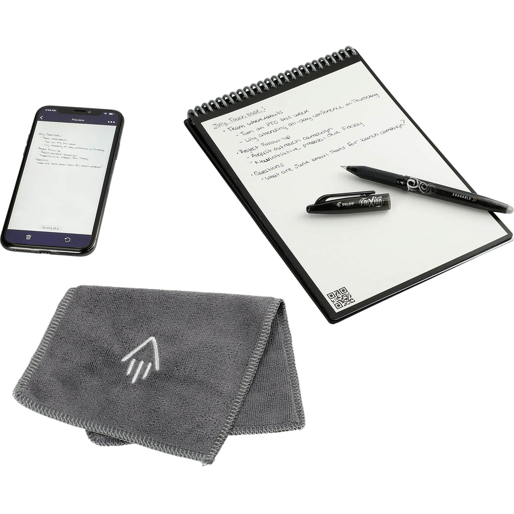 Rocketbook Executive Flip Reusable Notebook, 9 x 6 Inches - Black - Propped