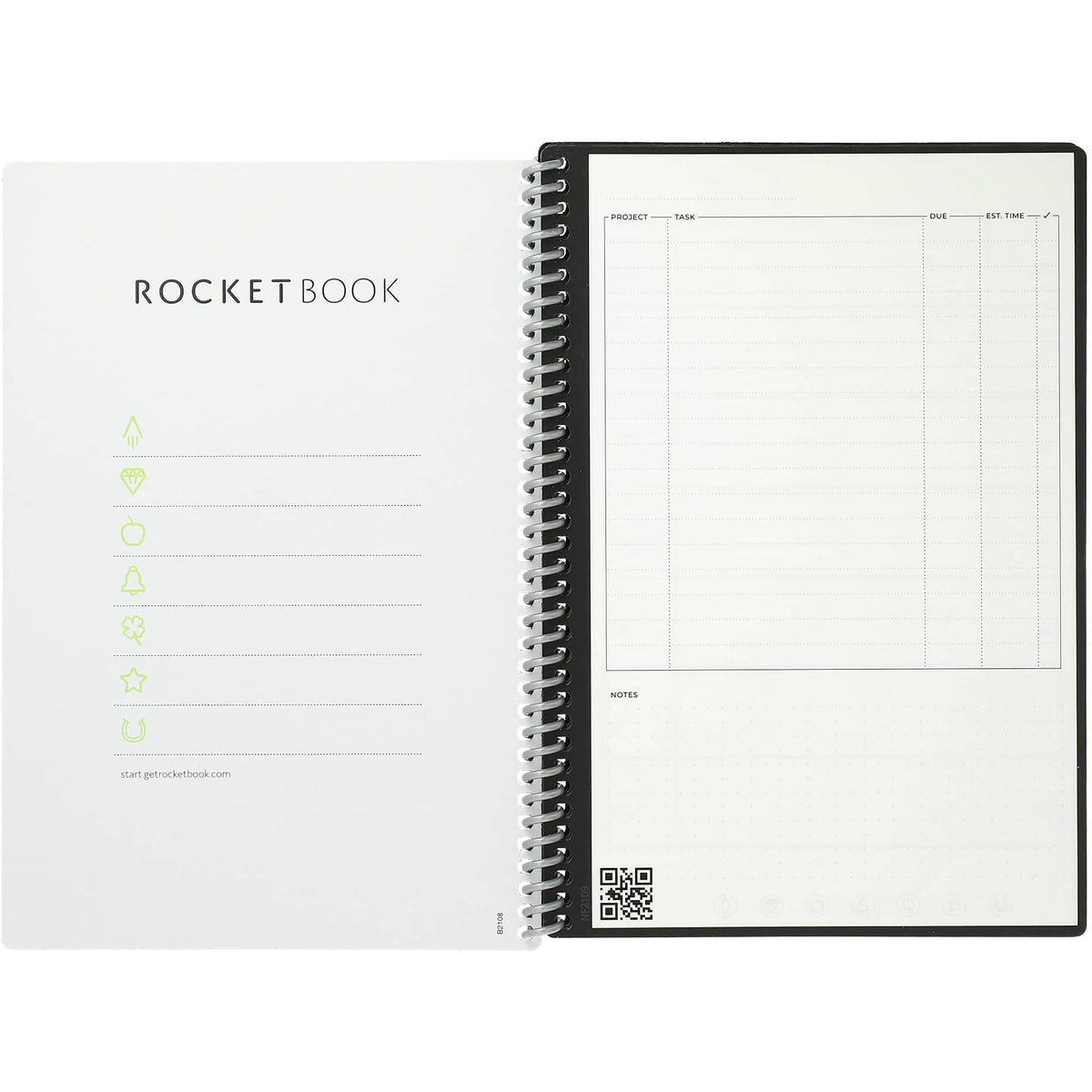 Rocketbook Fusion Reusable Planner Notebook Set, Executive Size - Black - Front 2
