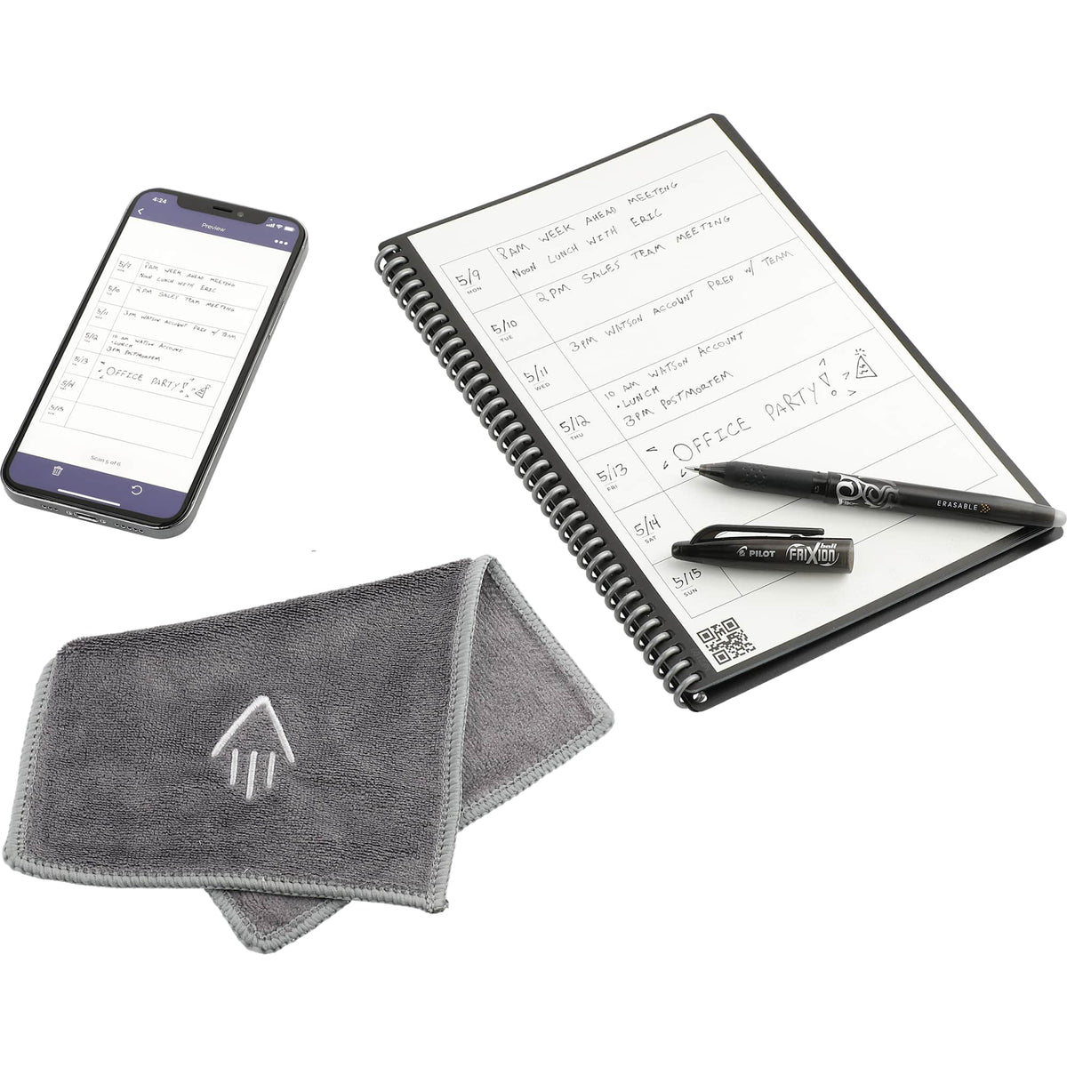 Rocketbook Fusion Reusable Planner Notebook Set, Executive Size - Black - Right Angle 3