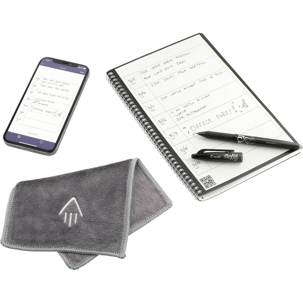 Rocketbook Fusion Reusable Planner Notebook Set, Executive Size - White - Right Angle 3