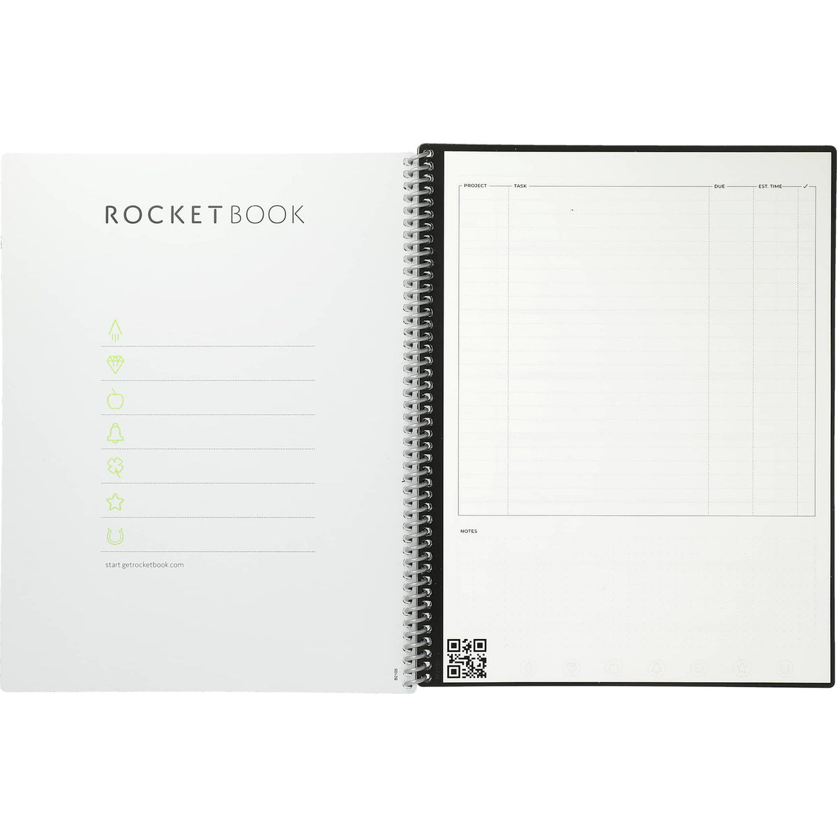 Rocketbook Fusion Reusable Planner Notebook Set, Letter Size - Black - Front 2