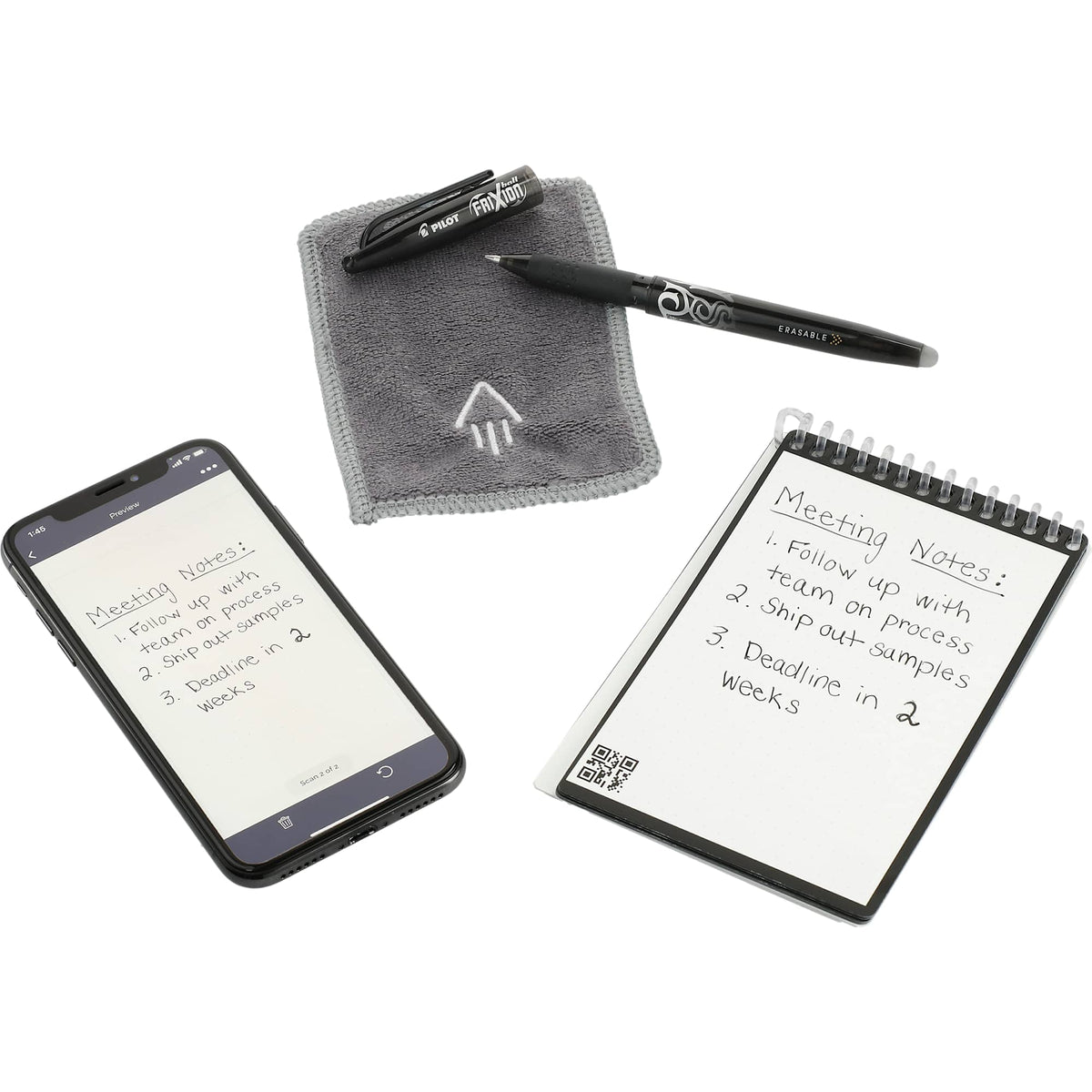 Rocketbook Mini Reusable Notebook Set, 5.5 x 3.5 Inches - White - Left Angle 2