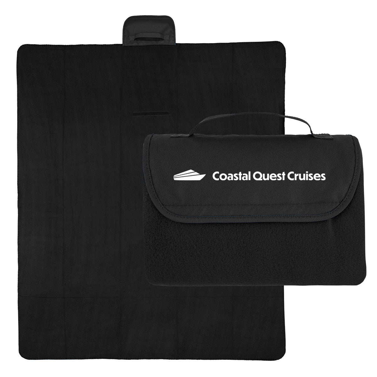 Roll-Up Blanket in Recycled PET, Extra Large - Black - Silk Screen