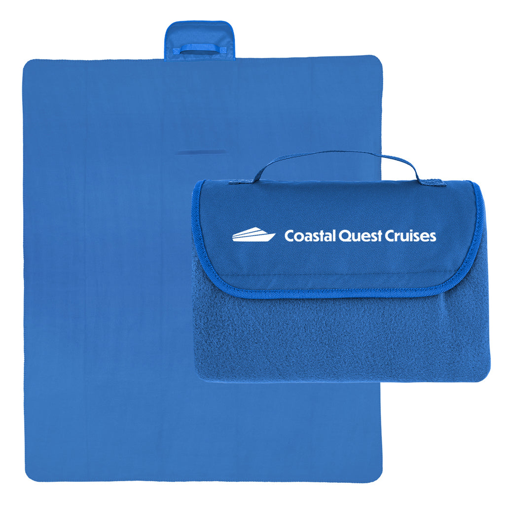 Roll-Up Blanket in Recycled PET, Extra Large - Royal Blue - Silk Screen