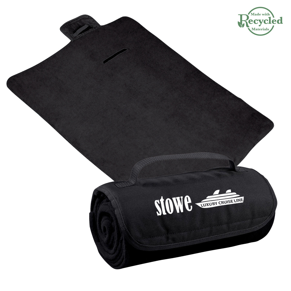 Roll-Up Blanket, Recycled Embroidery - Black - Silk Screen