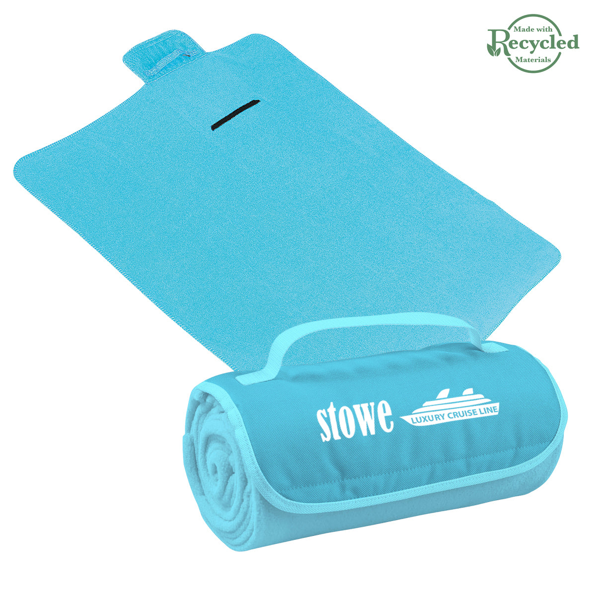 Roll-Up Blanket, Recycled - Light Blue - Silk Screen