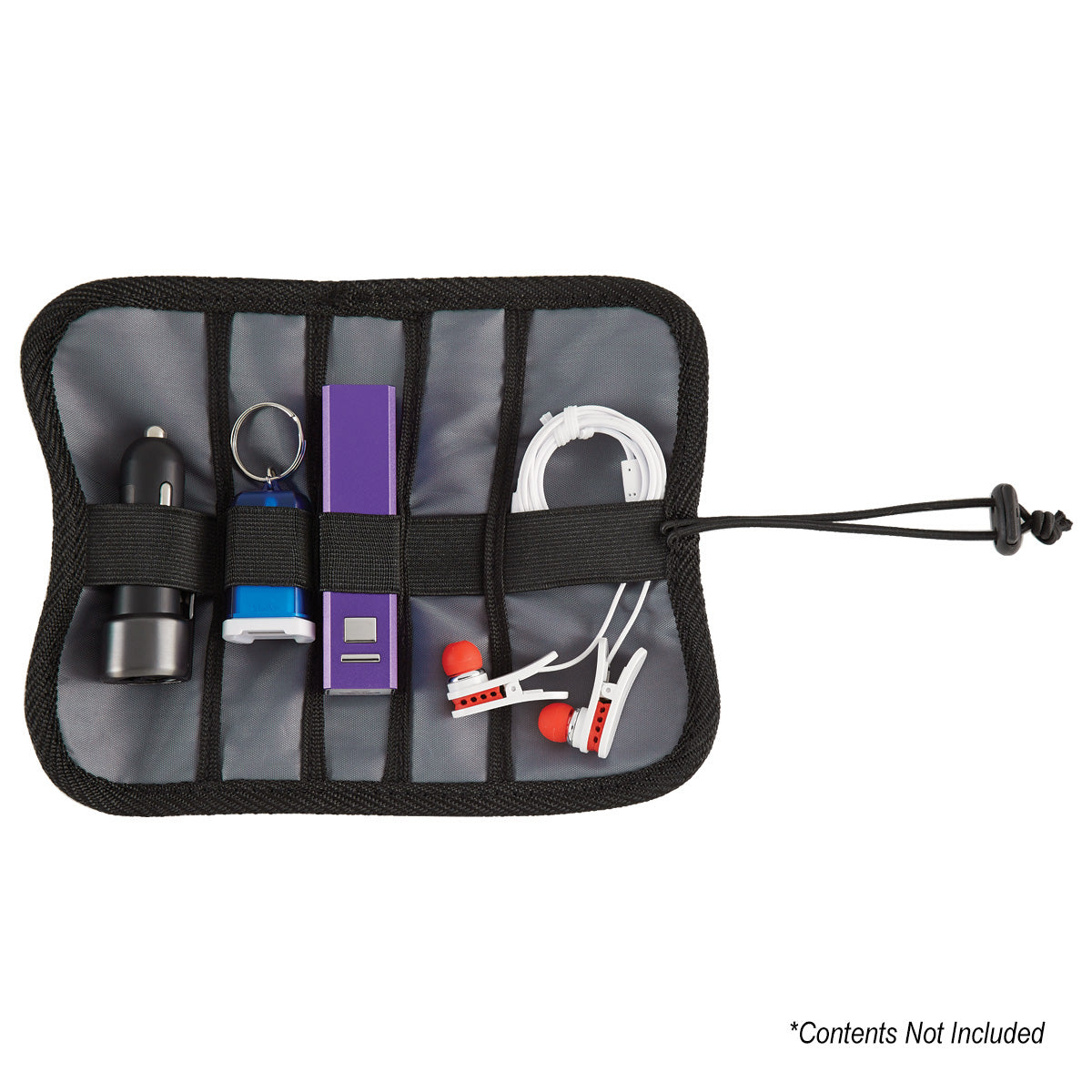 Roll-Up Organizer for Electronics - Black with Gray - Open_Propped