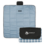 Roll-Up Picnic Blanket in Gingham - Blue - Silk Screen