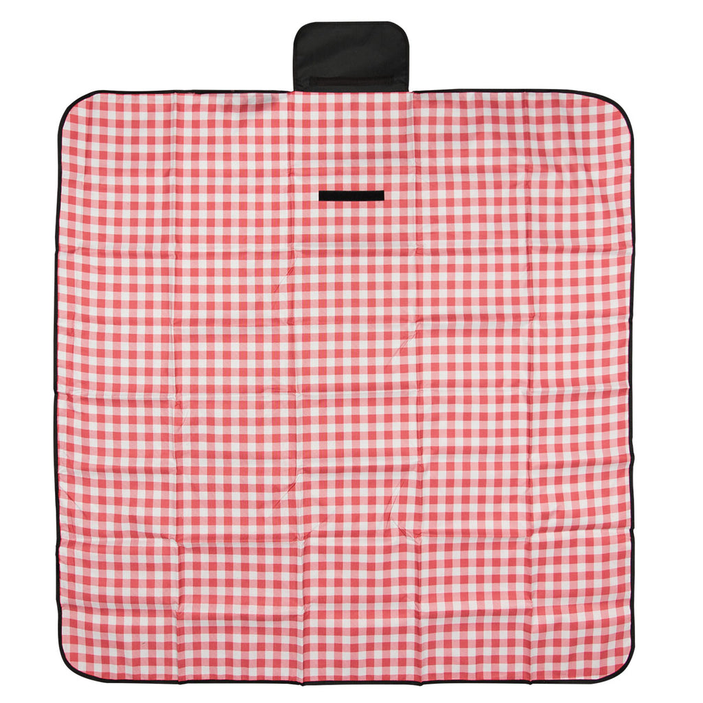 Roll-Up Picnic Blanket in Gingham - Red - Open