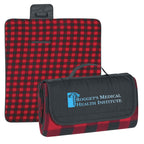 Roll-Up Picnic Blanket in Recycled PET - Red/Black Plaid Blanket - Colorbrite