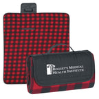 Roll-Up Picnic Blanket in Recycled PET - Red/Black Plaid Blanket - Silk Screen