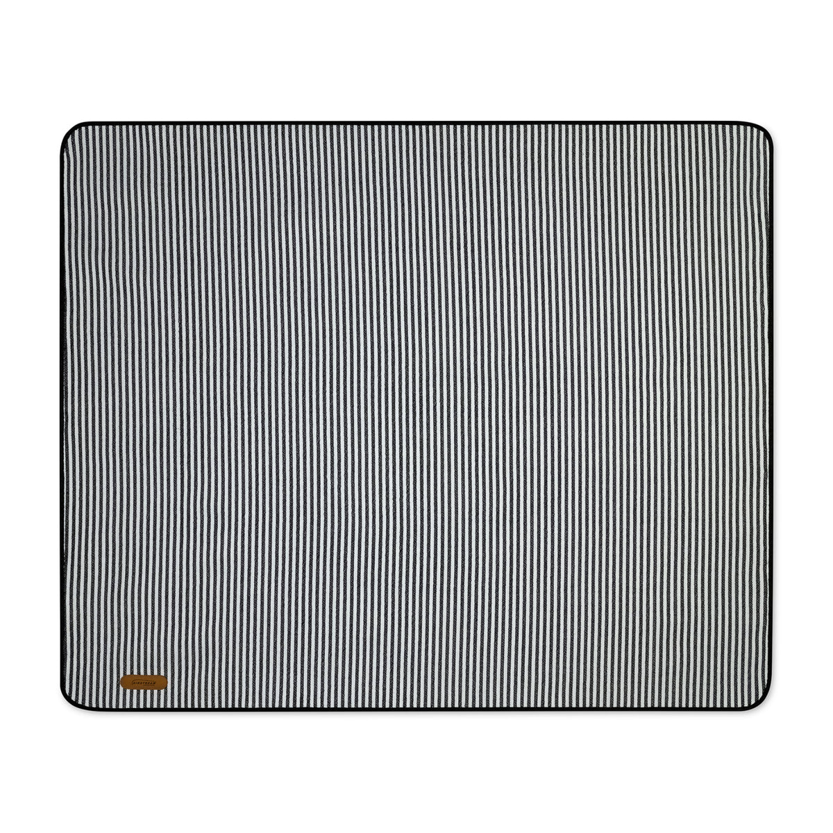 Roll-Up Picnic Blanket in Recycled Polyester, 60 x 50 Inches Laser Engraving - Black & White Stripes - View 2