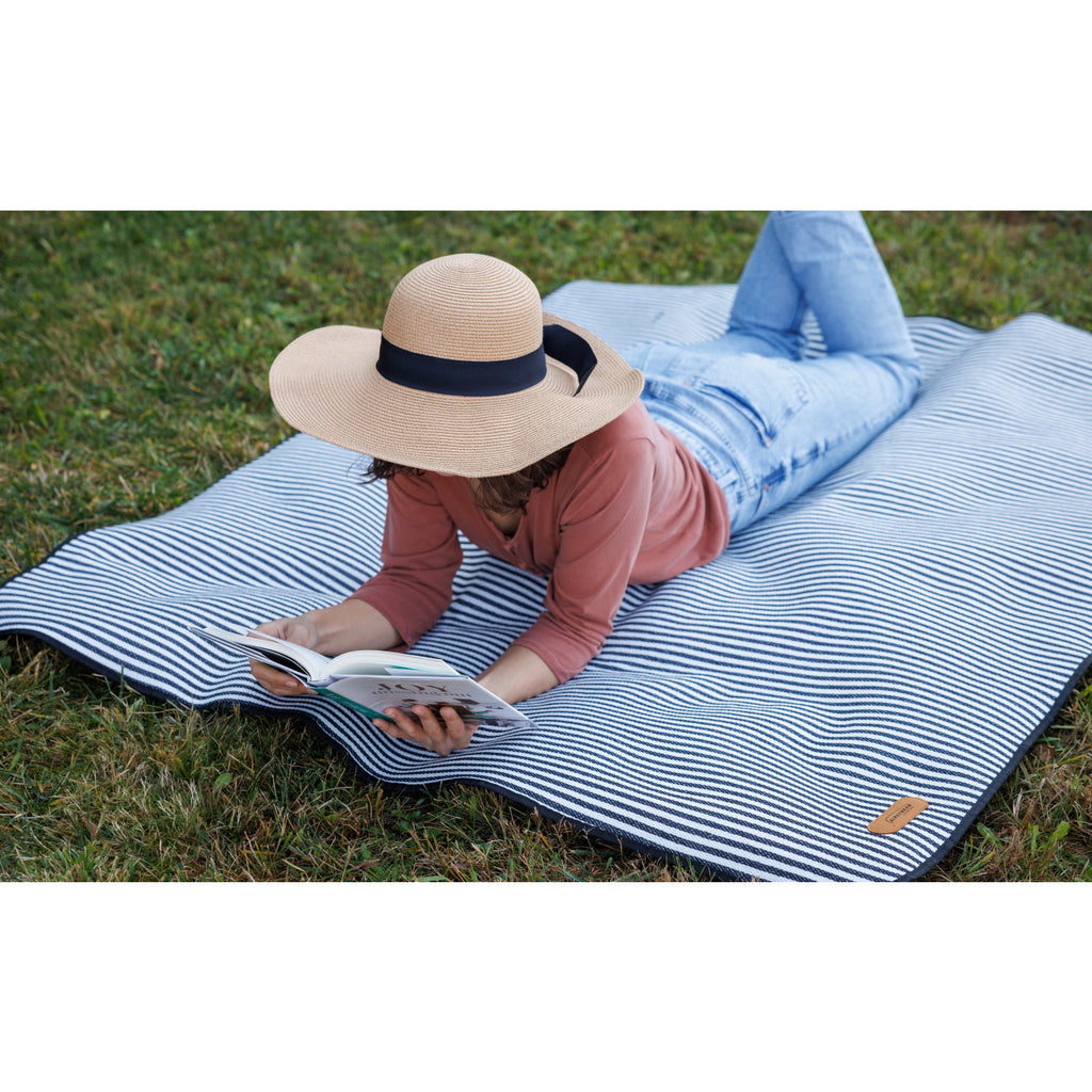 Roll-Up Picnic Blanket in Recycled Polyester, 60 x 50 Inches Laser Engraving - Black & White Stripes - View 3