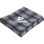Roll-Up Plaid Fleece Throw, 50 x 60 Inches Embroidery - Black - Front