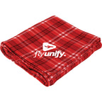 Roll-Up Plaid Fleece Throw, 50 x 60 Inches Embroidery - Red - Front