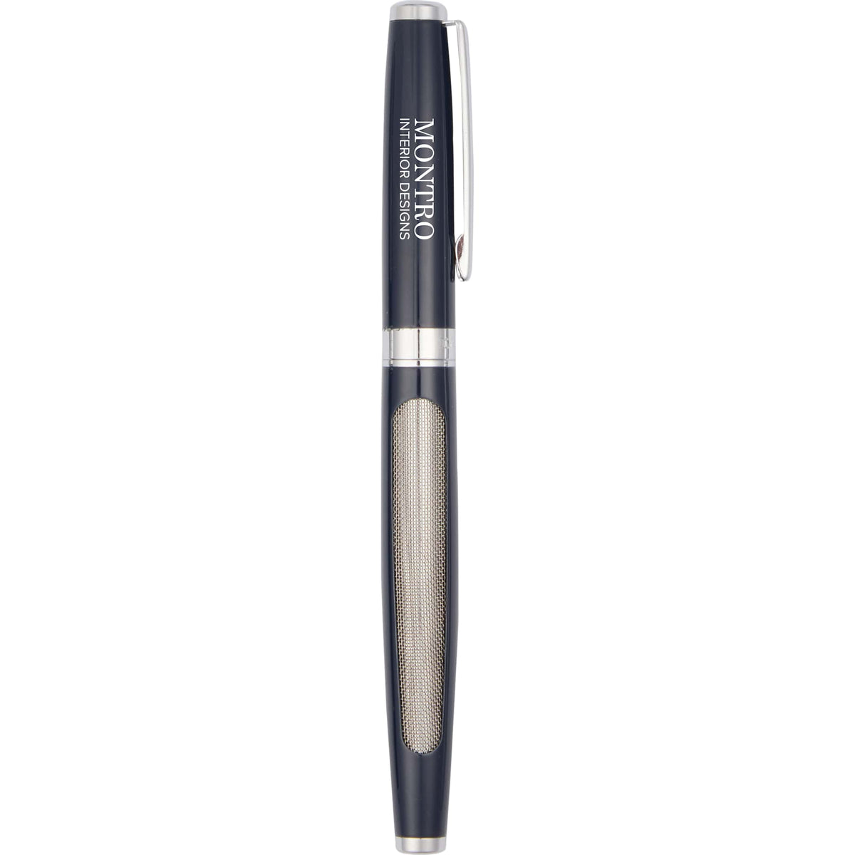 Rollerball Pen in 91% Recycled Stainless Steel - Navy - Front