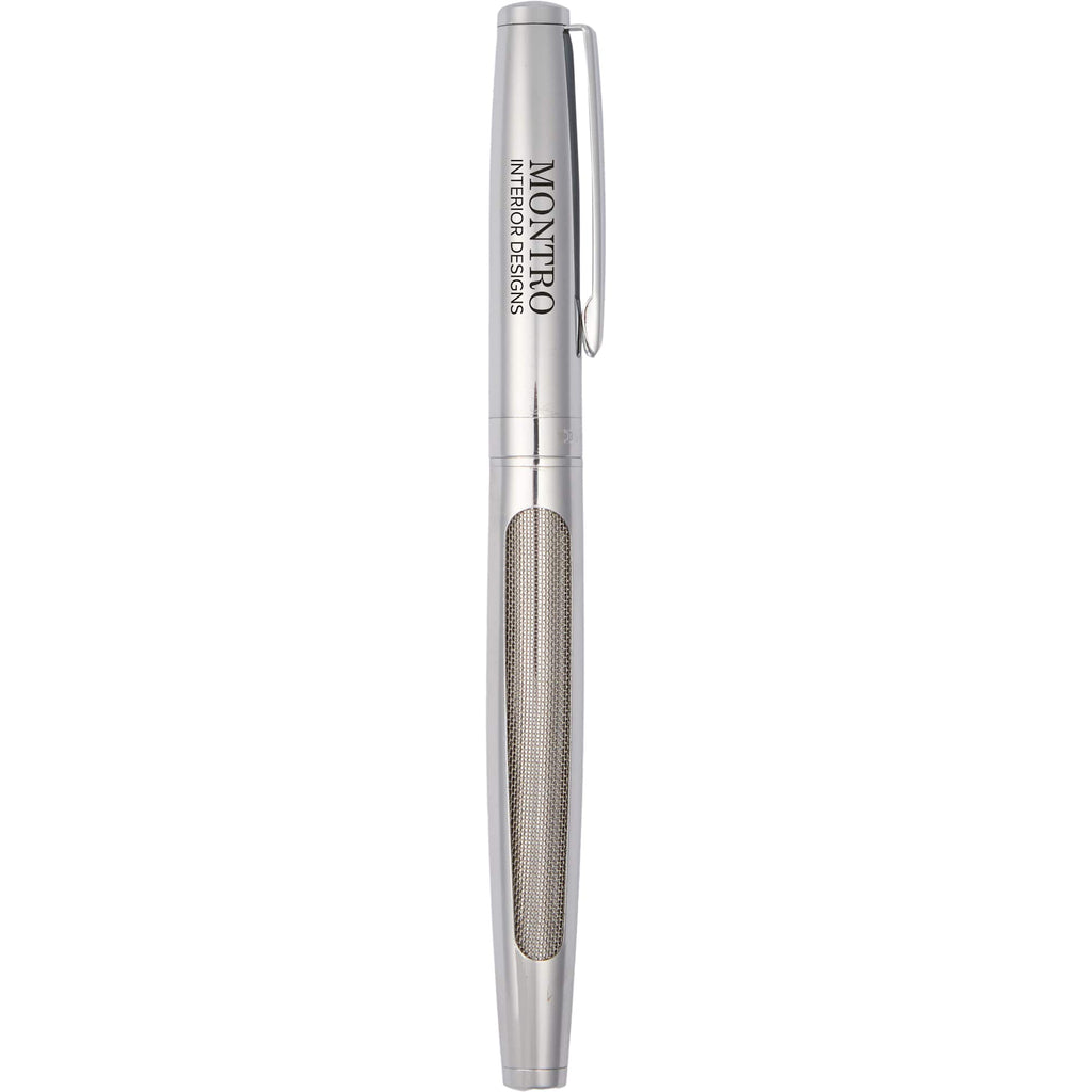 Rollerball Pen in 91% Recycled Stainless Steel - Silver - Front