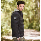 Roots73 Beechriver Lightweight Down Puffer Jacket for Men Embroidery - Black - Front Flat 2