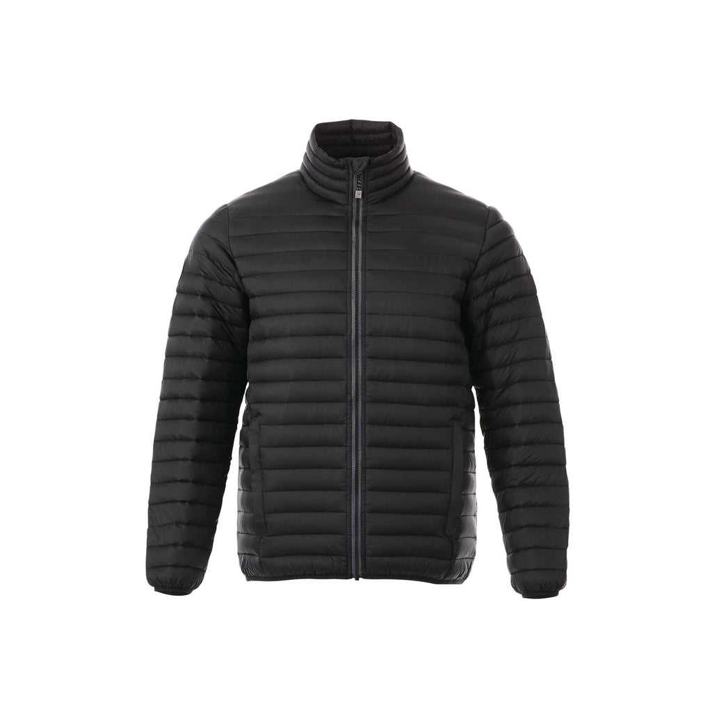 Roots73 Beechriver Lightweight Down Puffer Jacket for Men Embroidery - Black - Front Flat