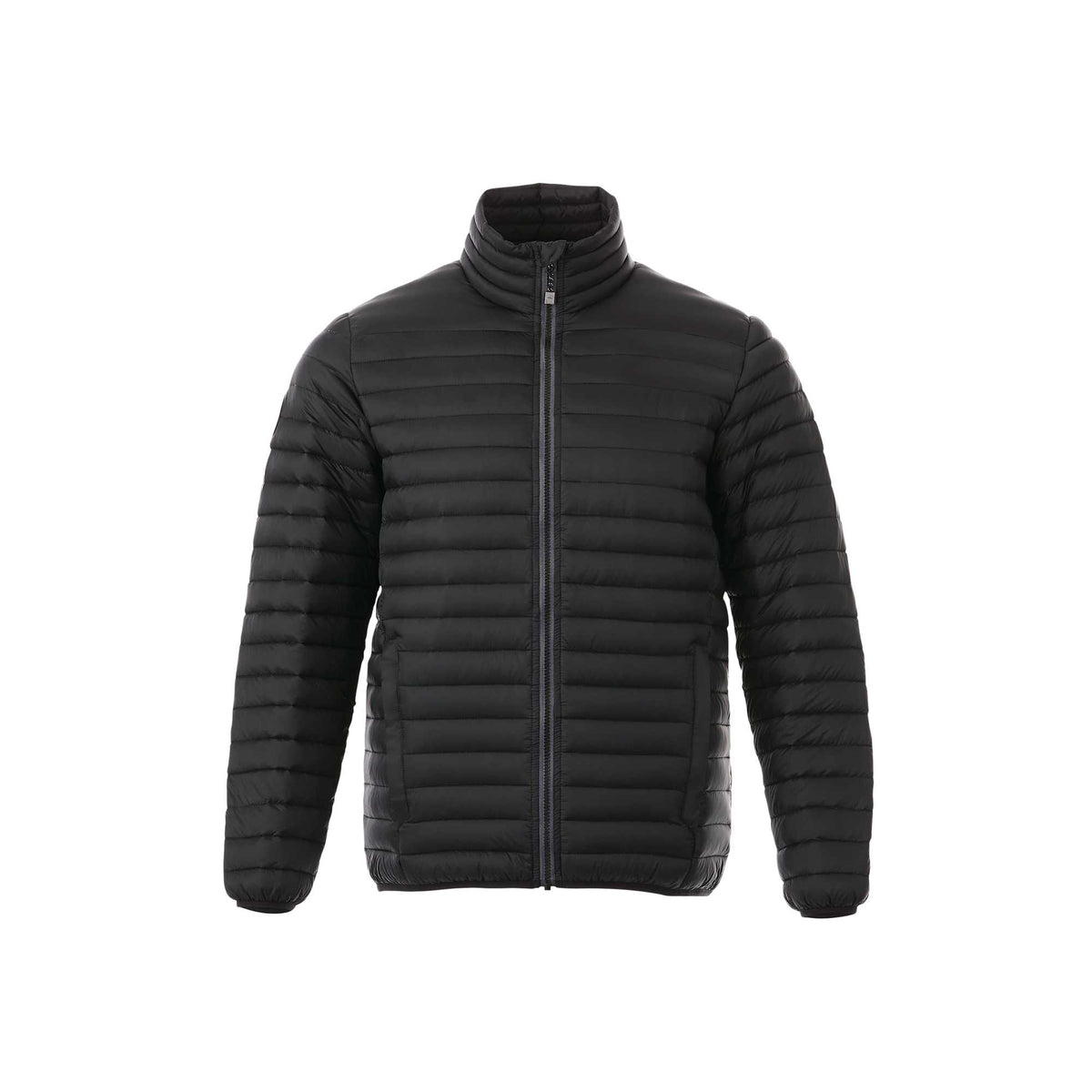 Roots73 Beechriver Lightweight Down Puffer Jacket for Men Embroidery - Black - Front Flat