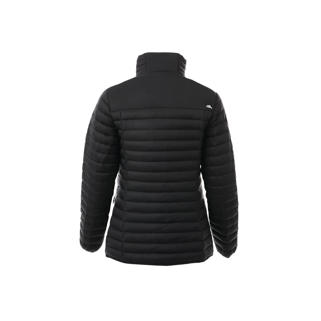 Roots73 Beechriver Lightweight Down Puffer Jacket for Women Embroidery - Black - Flat
