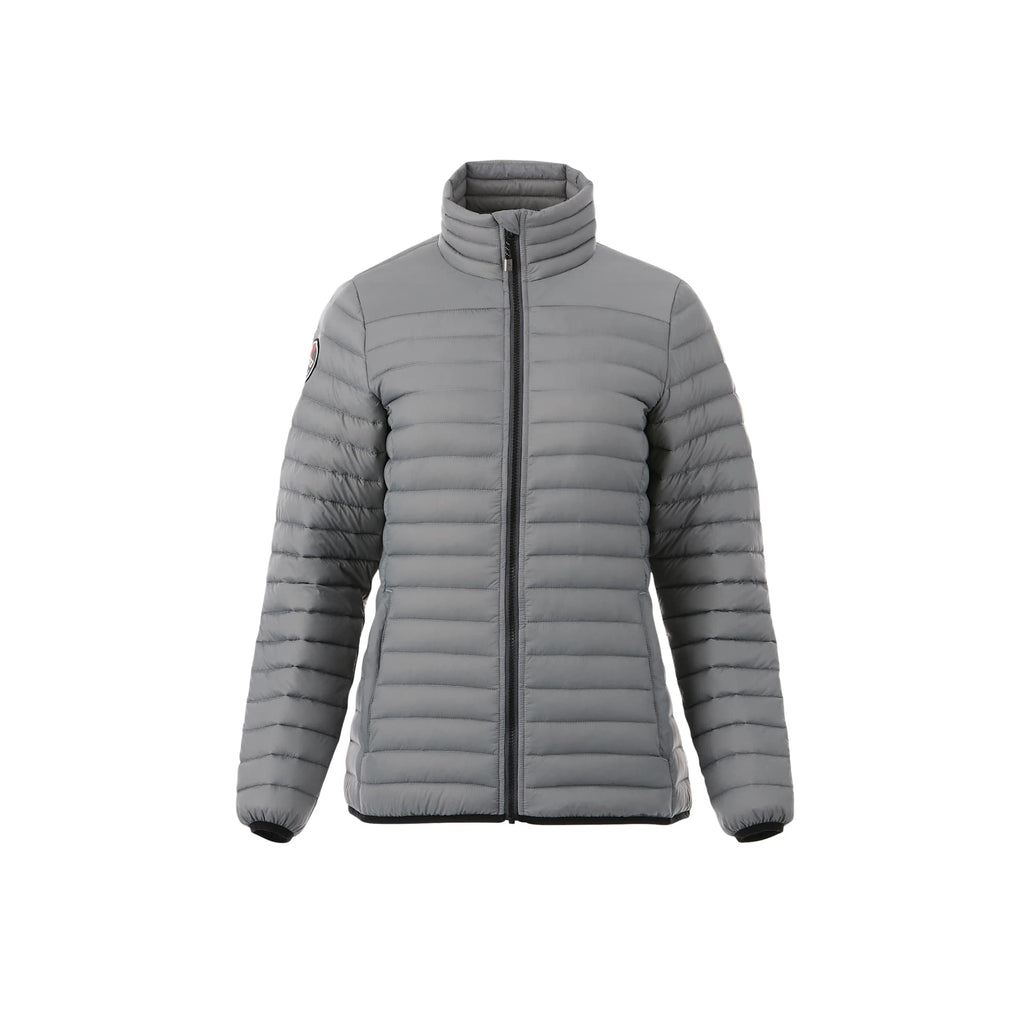 Roots73 Beechriver Lightweight Down Puffer Jacket for Women Embroidery - Quarry - Front Flat