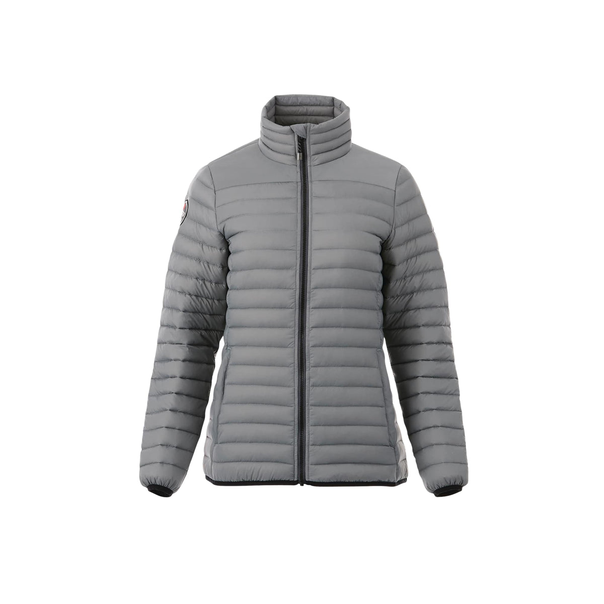 Roots73 Beechriver Lightweight Down Puffer Jacket for Women Embroidery - Quarry - Front Flat