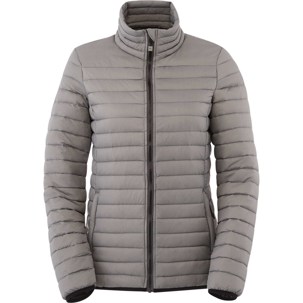 Roots73 Beechriver Lightweight Down Puffer Jacket for Women Embroidery - Quarry - Front