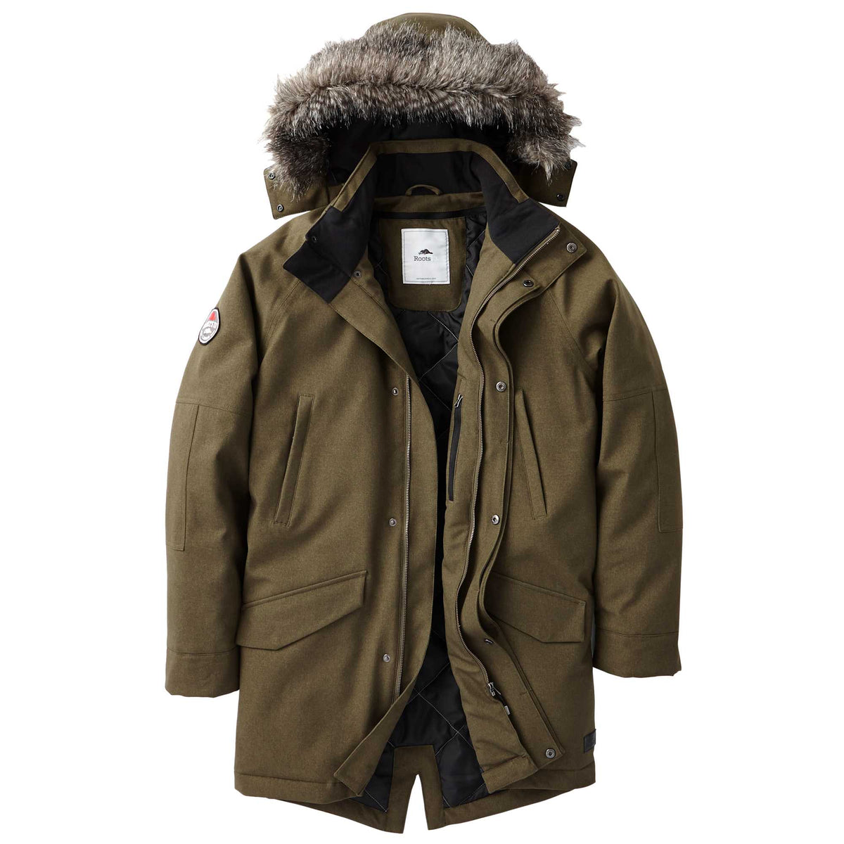 Roots73 Bridgewater Insulated Waterproof Parka for Men Embroidery - Loden - Front Flat
