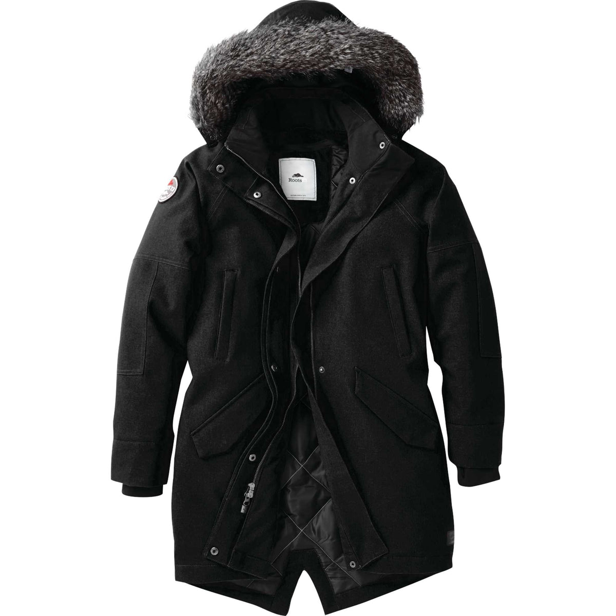 Roots73 Bridgewater Insulated Waterproof Parka for Women Laser Engraving - Black - Front Flat
