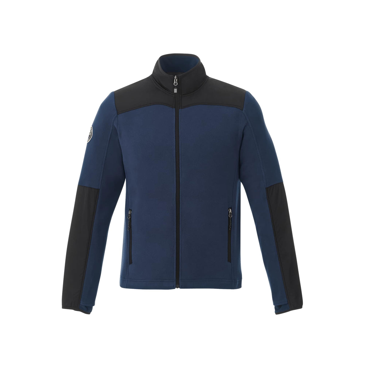 Roots73 Briggspoint Microfleece Full Zip Jacket for Men Laser Engraving - Atlantic Navy/Black - Front Flat